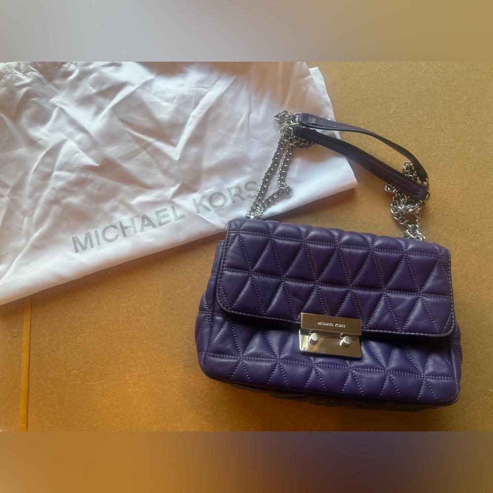 Michael Kors Purple Quilted Sloan CrossbodyChain Bag